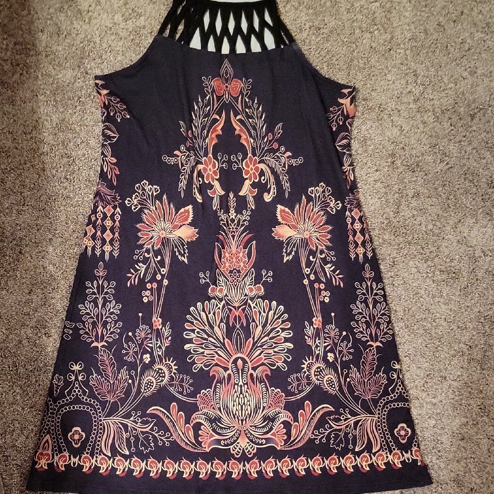 Floral Halter Dress with Intricate Patterns
